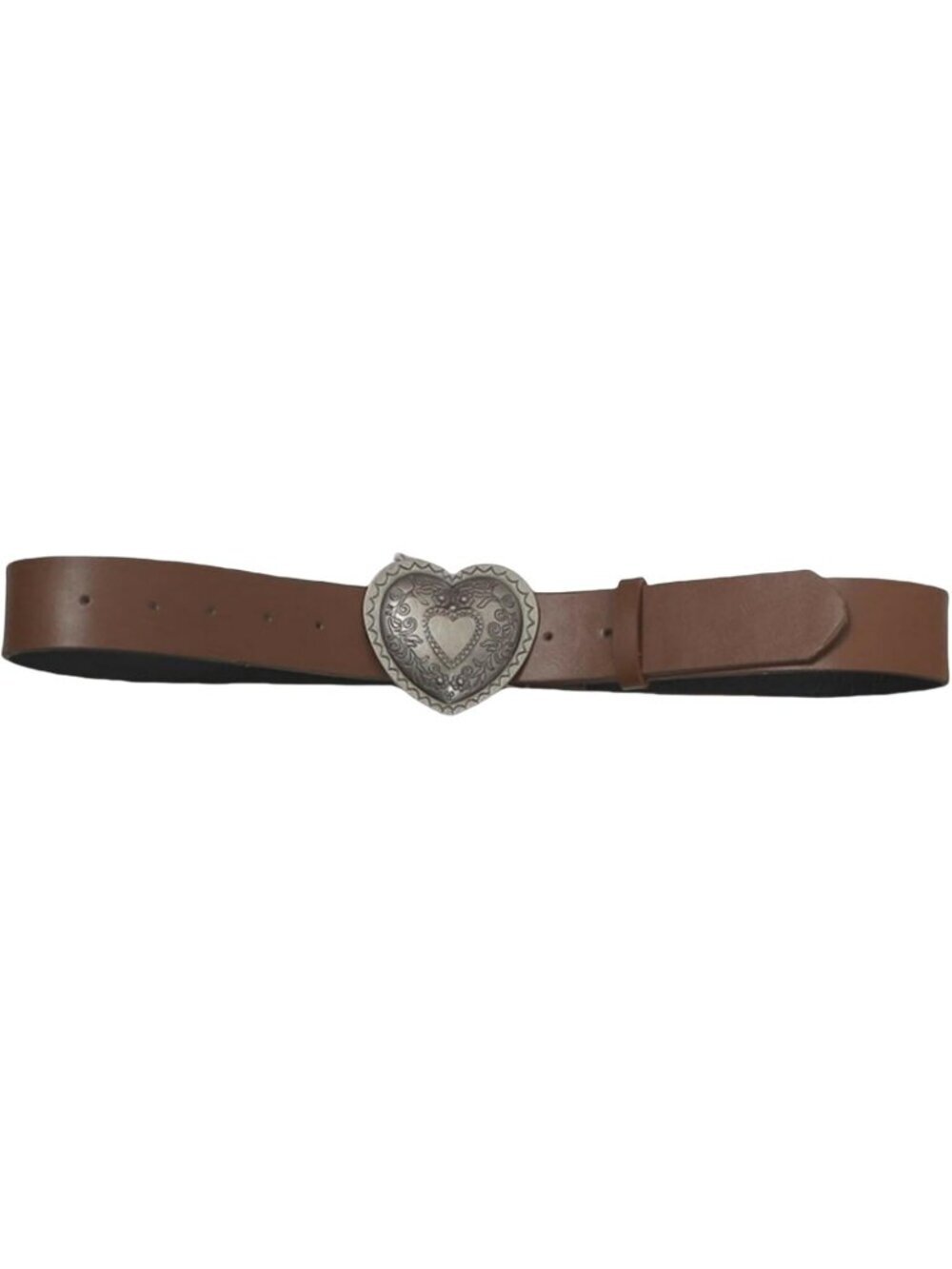 Women Coffee With Heart-shaped Buckle Soft Faux Leather Vintage Y2k Cowgirl Belt - Picture 3 of 5